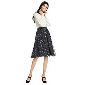 NWT Ann Taylor Dark Gray Tulle Knee Length Skirt, Size Small